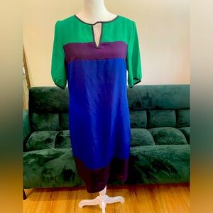 Colorblock sheath gauzy dress
